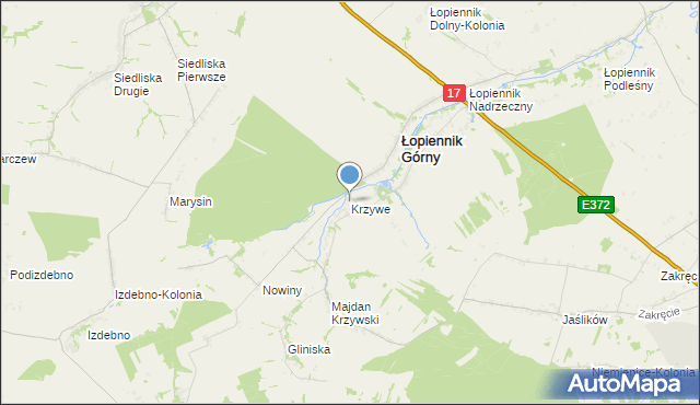 mapa Krzywe, Krzywe gmina Łopiennik Górny na mapie Targeo